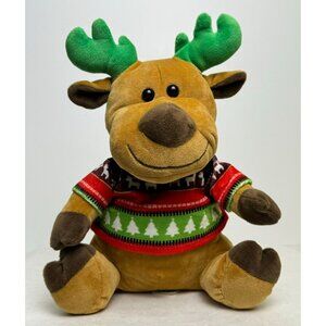 Kellytoy Plush Reindeer Moose 11" Stuffed Animal With Festive Christmas Sweater
